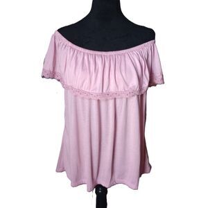 Love Forever Women's Large Pink Off Shoulder Blouse